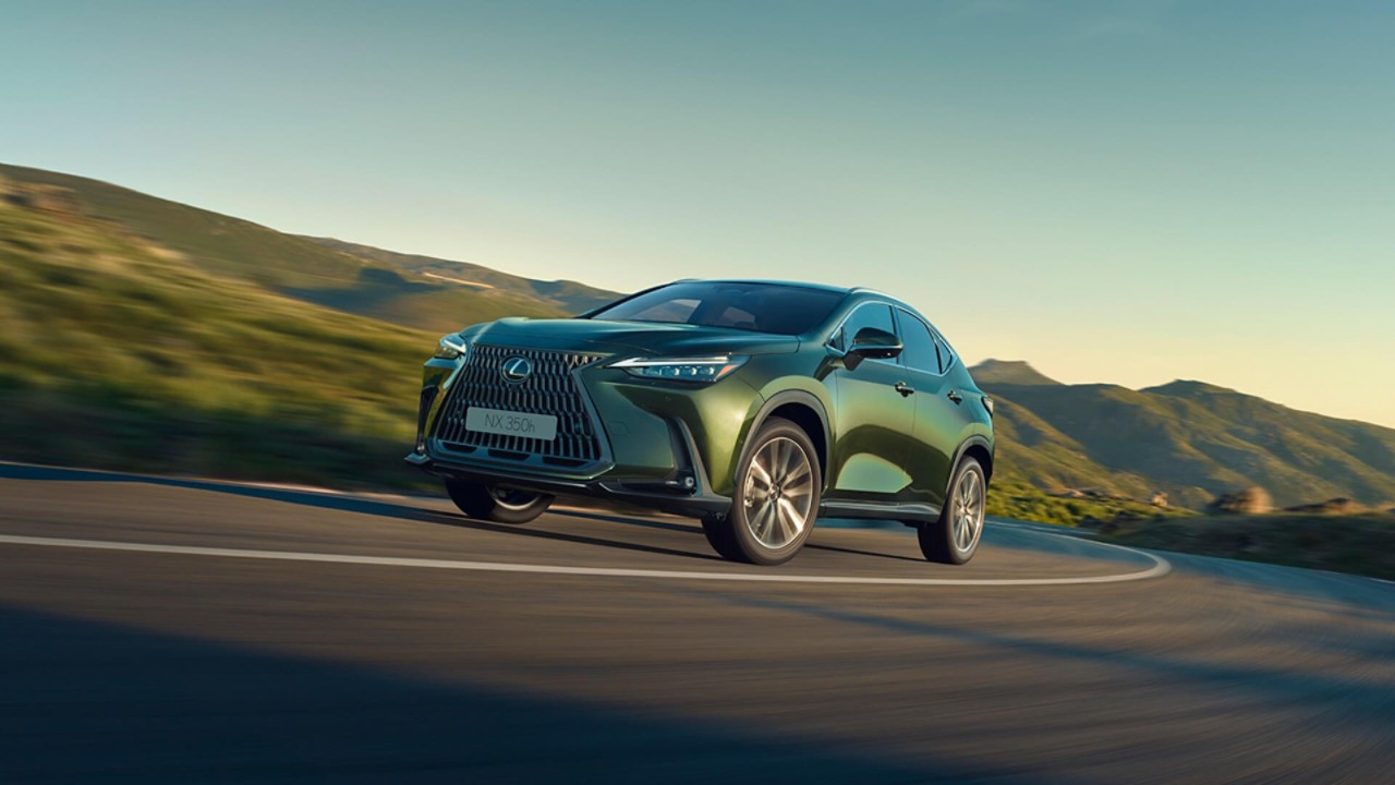 Lexus NX 350h driving in a rural location